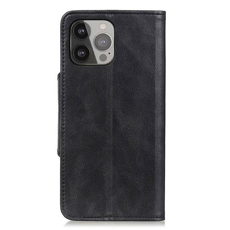 Folio-hoesje voor iPhone 13 Pro Max Knoop Van Imitatieleer