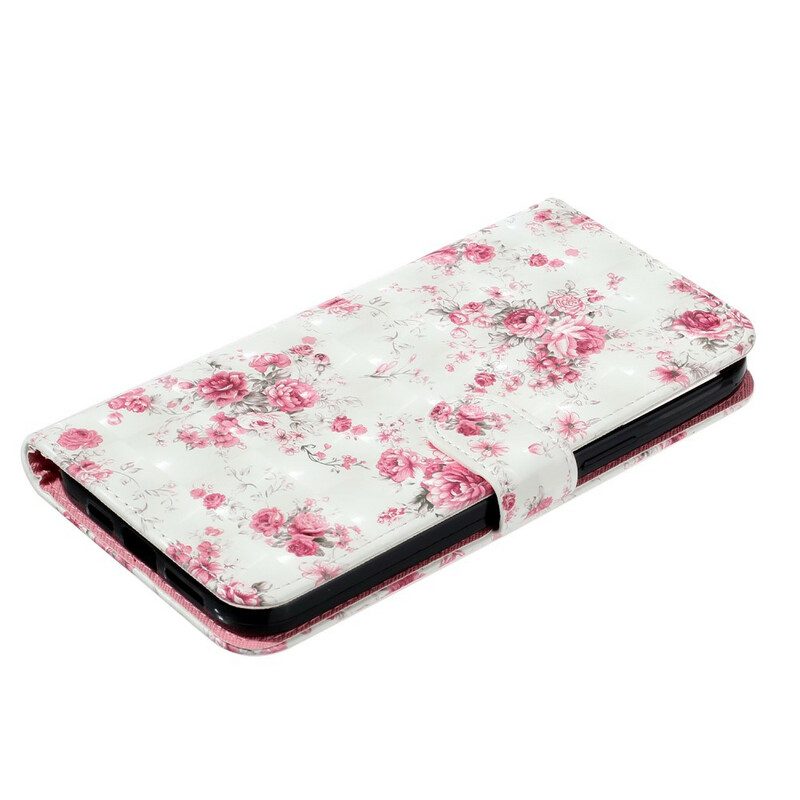 Folio-hoesje voor iPhone 13 Pro Max Met Ketting Band Lichtvlek Bloemen