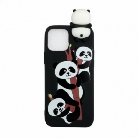 Hoesje voor iPhone 13 Pro Max 3d Panda's Op Bamboe