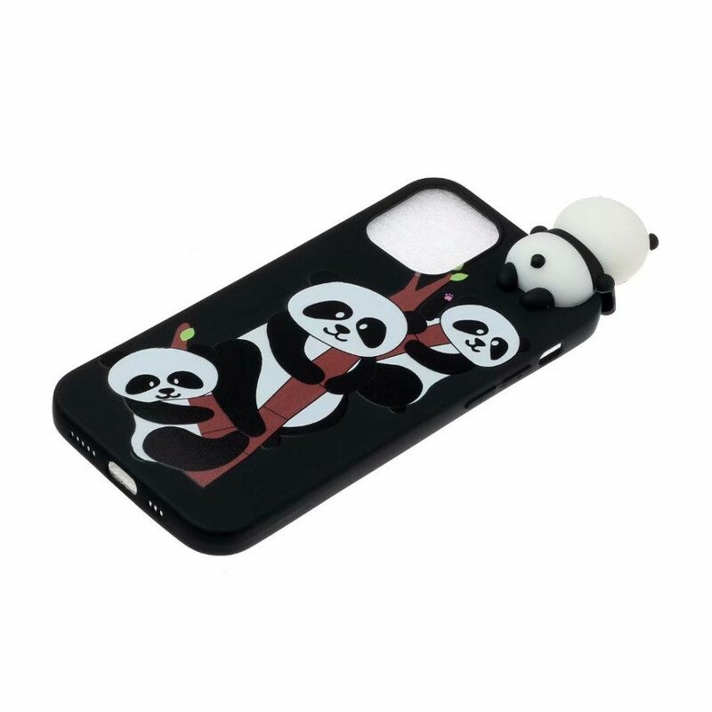 Hoesje voor iPhone 13 Pro Max 3d Panda's Op Bamboe