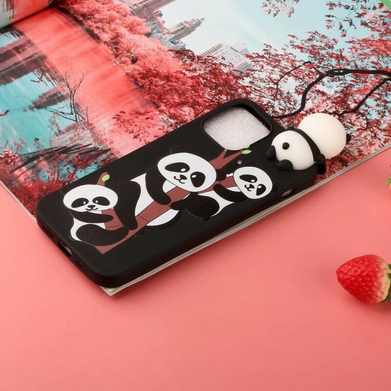 Hoesje voor iPhone 13 Pro Max 3d Panda's Op Bamboe