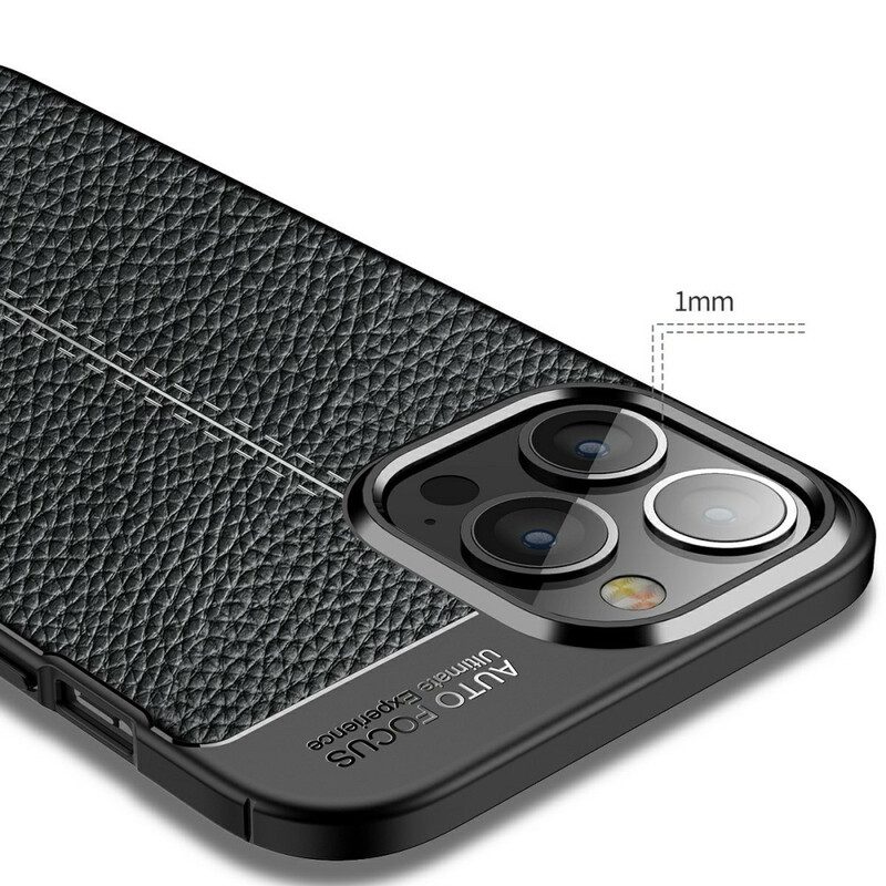 Hoesje voor iPhone 13 Pro Max Dubbellijnig Litchi-leereffect