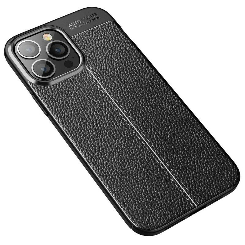 Hoesje voor iPhone 13 Pro Max Dubbellijnig Litchi-leereffect