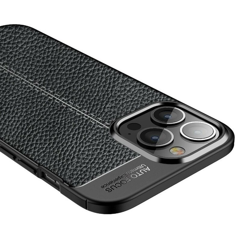 Hoesje voor iPhone 13 Pro Max Dubbellijnig Litchi-leereffect