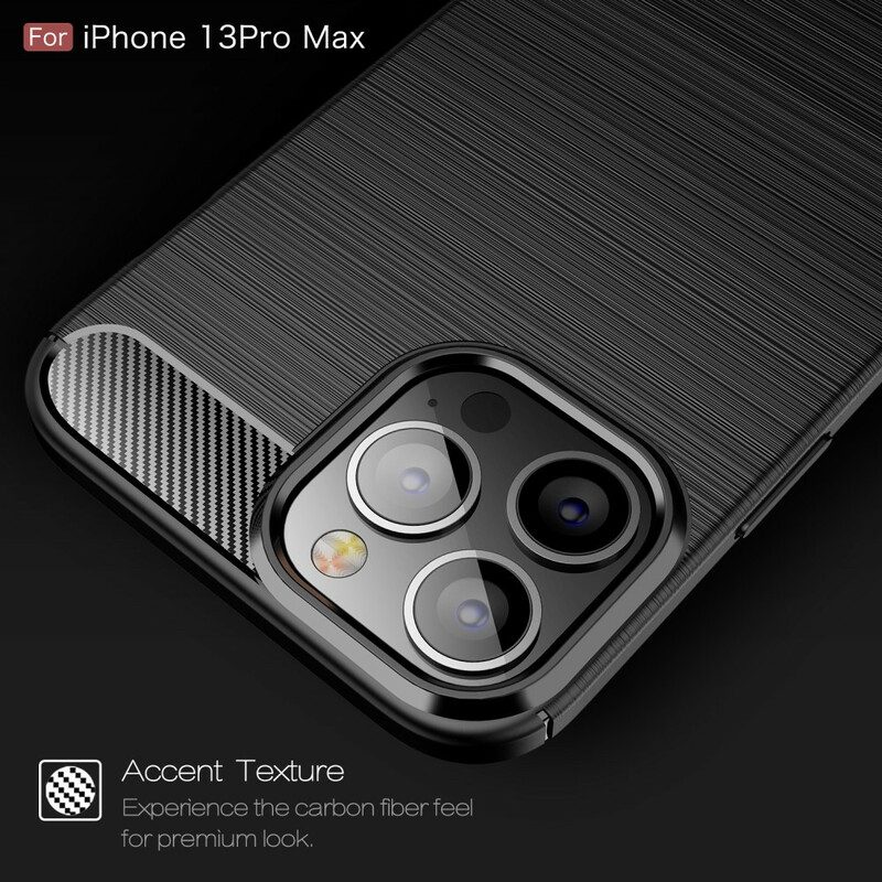 Hoesje voor iPhone 13 Pro Max Geborstelde Koolstofvezel