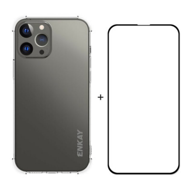 Hoesje voor iPhone 13 Pro Max Gecombineerd Scherm Van Gehard Glas Enkay