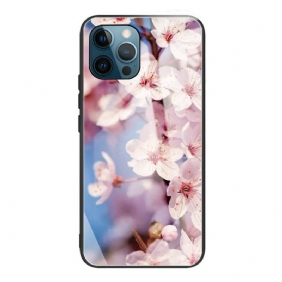 Hoesje voor iPhone 13 Pro Max Gehard Glas Realistische Bloemen