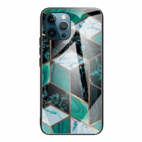 Hoesje voor iPhone 13 Pro Max Geometrie Marmer Gehard Glas