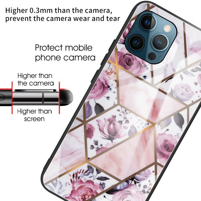 Hoesje voor iPhone 13 Pro Max Geometrie Marmer Gehard Glas