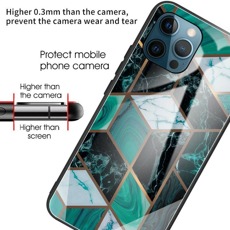 Hoesje voor iPhone 13 Pro Max Geometrie Marmer Gehard Glas