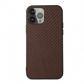 Hoesje voor iPhone 13 Pro Max Koolstofvezeltextuur Met Leereffect