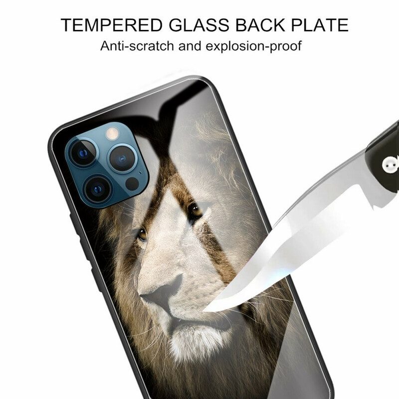 Hoesje voor iPhone 13 Pro Max Leeuwenkop Van Gehard Glas