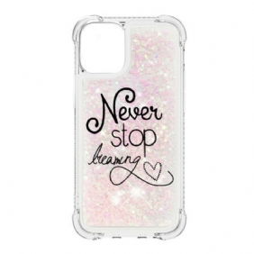 Hoesje voor iPhone 13 Pro Max Stop Nooit Met Dromen Glitter