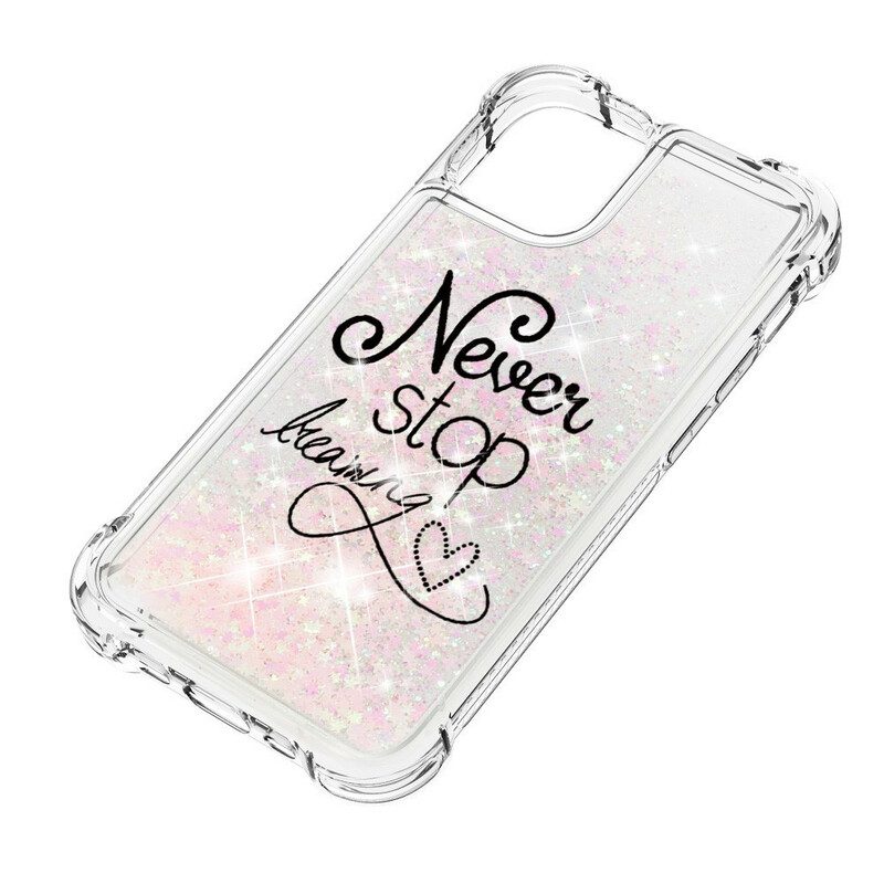 Hoesje voor iPhone 13 Pro Max Stop Nooit Met Dromen Glitter