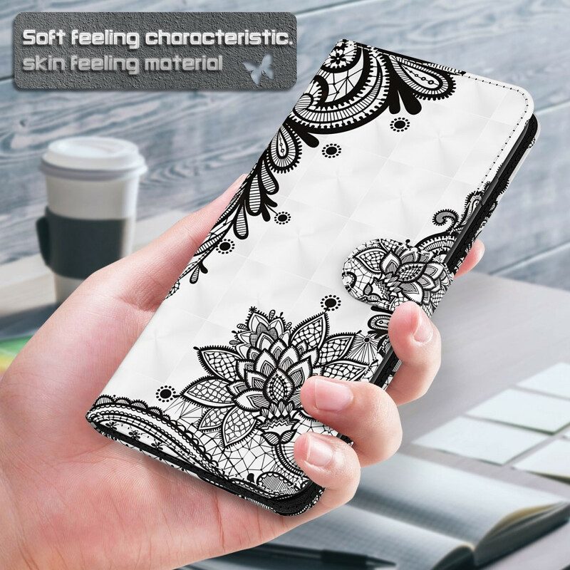 Leren Hoesje voor iPhone 13 Pro Max Kant Bloemen