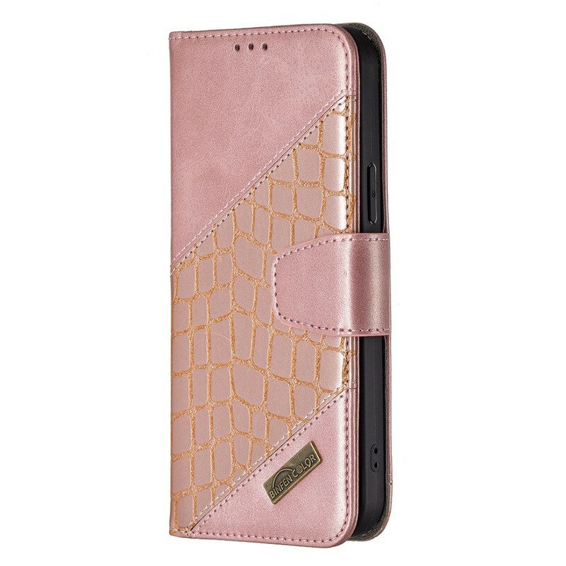 Leren Hoesje voor iPhone 13 Pro Max Klassiek Krokodillenleer-effect