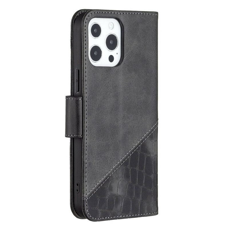 Leren Hoesje voor iPhone 13 Pro Max Klassiek Krokodillenleer-effect