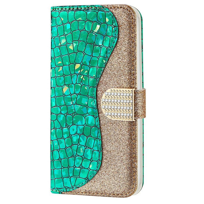 Leren Hoesje voor iPhone 13 Pro Max Krokodil Diamanten