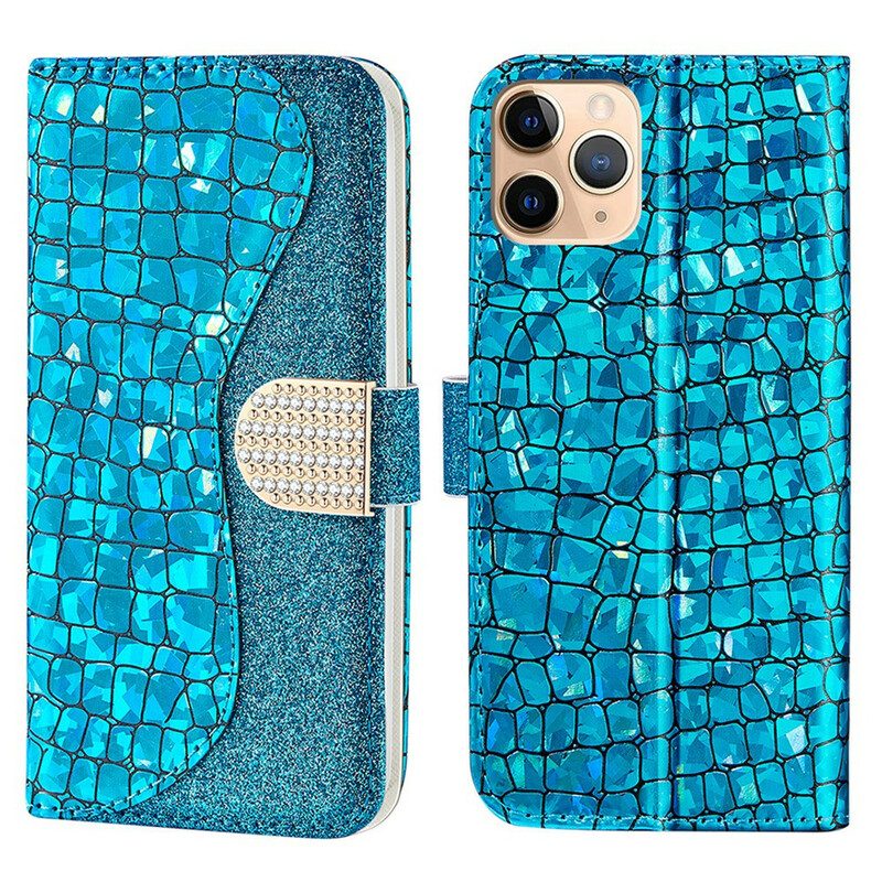 Leren Hoesje voor iPhone 13 Pro Max Krokodil Diamanten