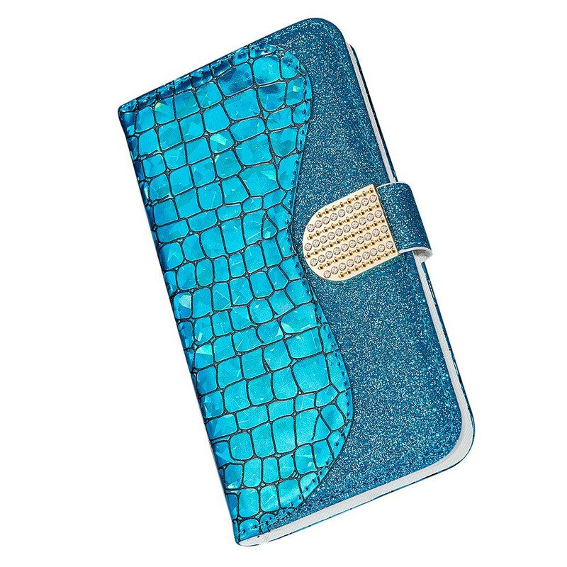 Leren Hoesje voor iPhone 13 Pro Max Krokodil Diamanten