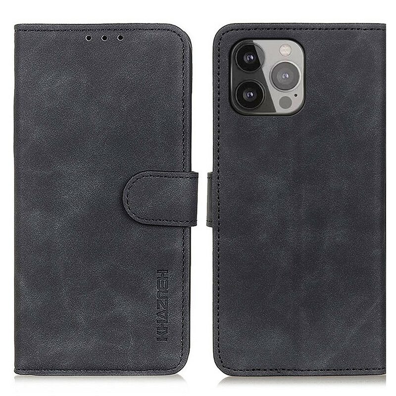 Leren Hoesje voor iPhone 13 Pro Max Mat Vintage Leereffect Khazneh