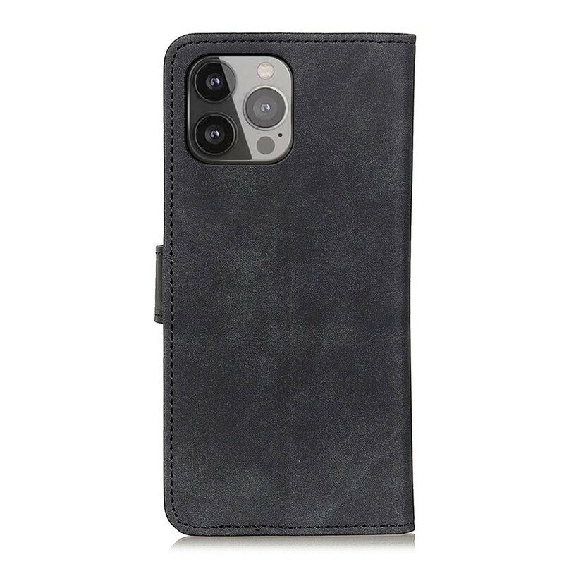 Leren Hoesje voor iPhone 13 Pro Max Mat Vintage Leereffect Khazneh