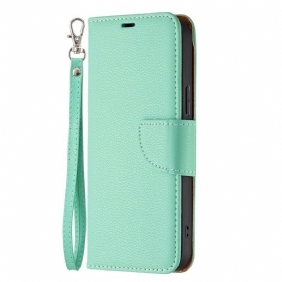 Leren Hoesje voor iPhone 13 Pro Max Met Ketting Gekleurde Lychee Leren Bandjes Met Leereffect