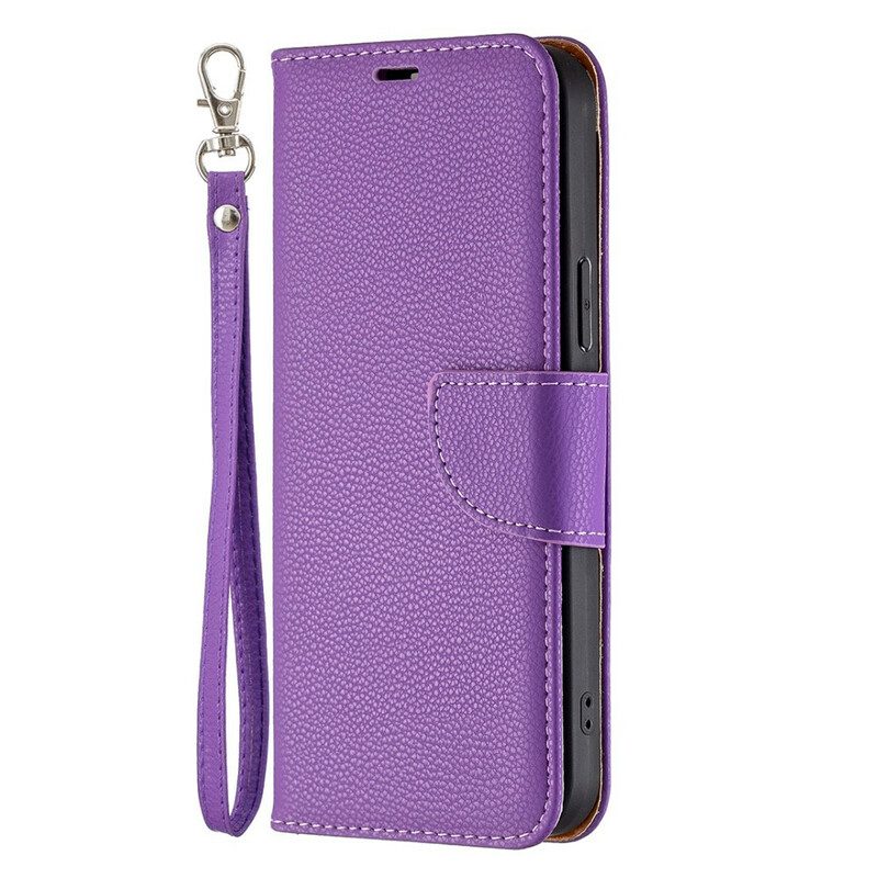 Leren Hoesje voor iPhone 13 Pro Max Met Ketting Gekleurde Lychee Leren Bandjes Met Leereffect