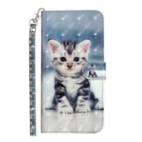 Leren Hoesje voor iPhone 13 Pro Max Met Ketting Kitten Light Spots Met Riem