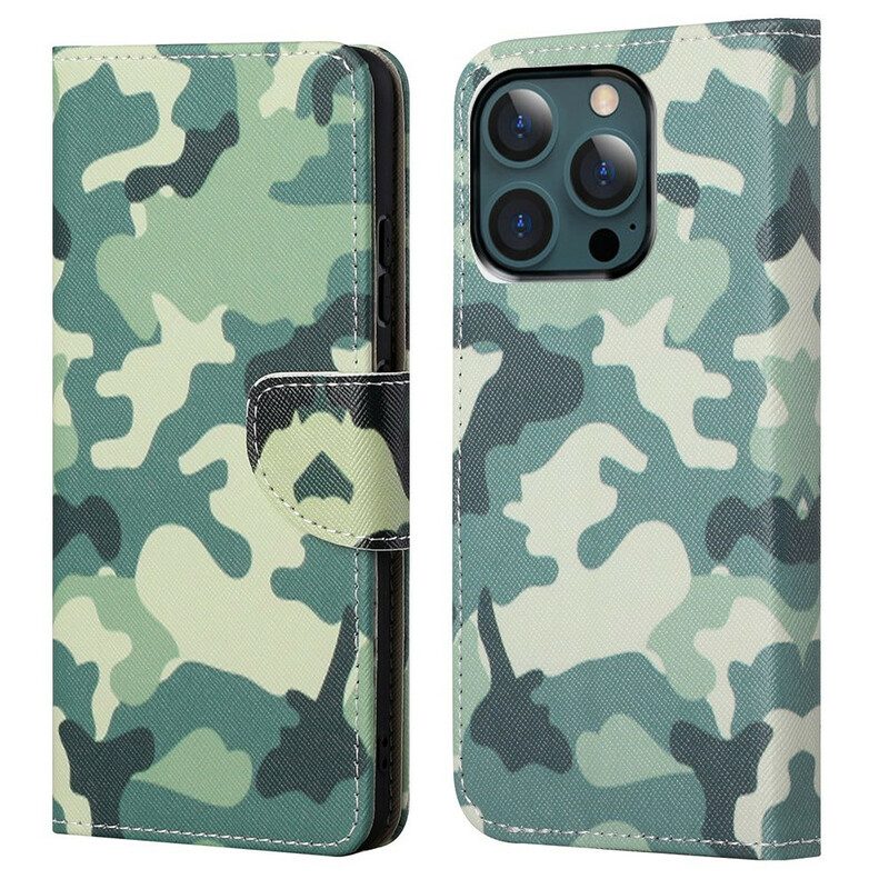 Leren Hoesje voor iPhone 13 Pro Max Militaire Camouflage