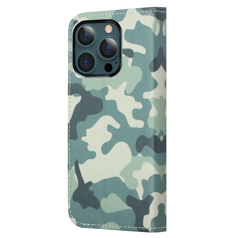 Leren Hoesje voor iPhone 13 Pro Max Militaire Camouflage