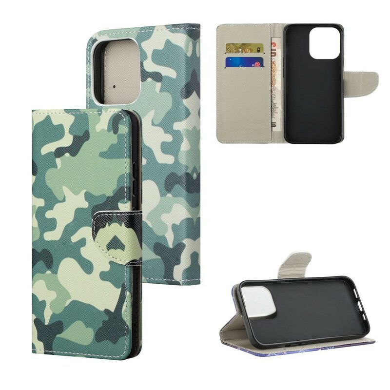 Leren Hoesje voor iPhone 13 Pro Max Militaire Camouflage