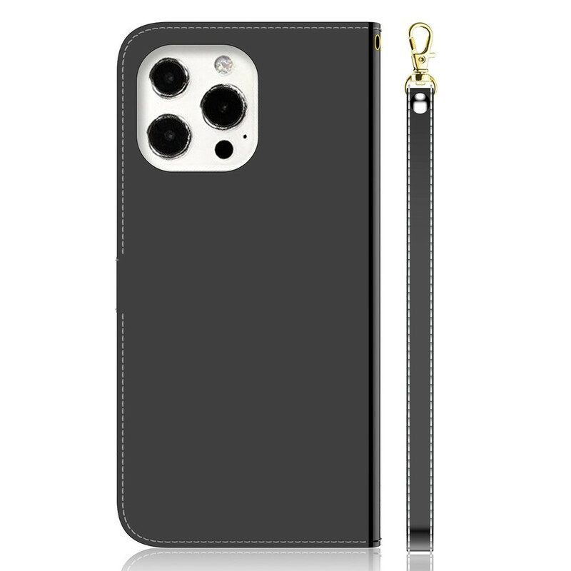 Leren Hoesje voor iPhone 13 Pro Max Spiegelhoes Van Imitatieleer