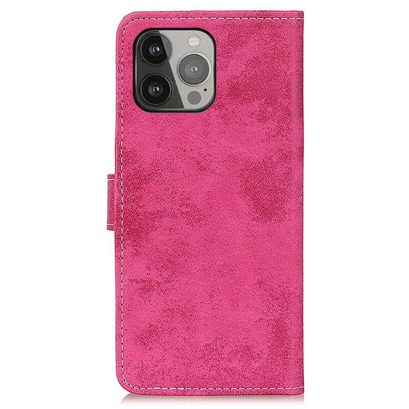 Leren Hoesje voor iPhone 13 Pro Max Vintage Leereffect