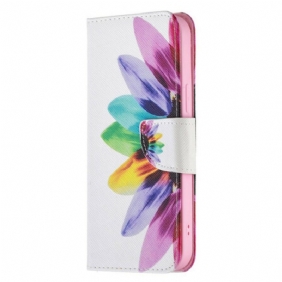 Leren Hoesje voor iPhone 13 Pro Max Waterverf Bloem