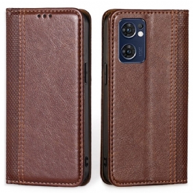 Bescherming Hoesje voor Oppo Find X5 Lite Folio-hoesje Litchi Split Lederen Stiksels