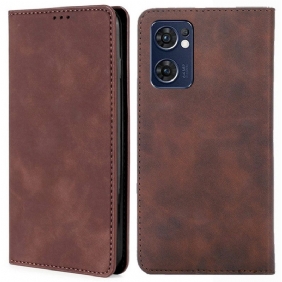 Bescherming Hoesje voor Oppo Find X5 Lite Folio-hoesje Skin-touch Leereffect