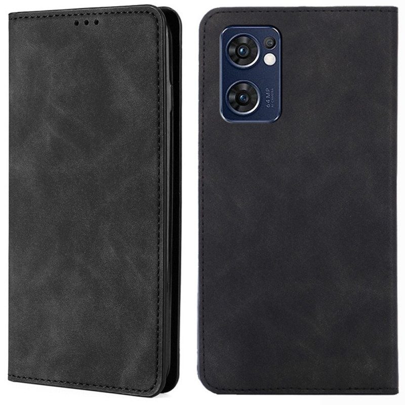 Bescherming Hoesje voor Oppo Find X5 Lite Folio-hoesje Skin-touch Leereffect