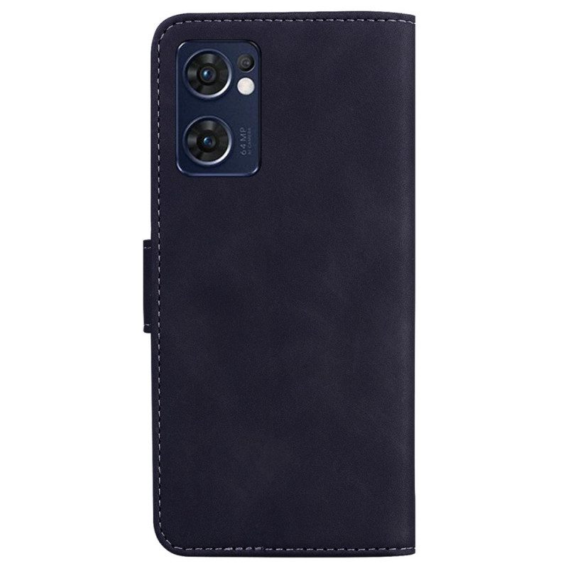 Flip Case voor Oppo Find X5 Lite Huid-aanraking Vlinder