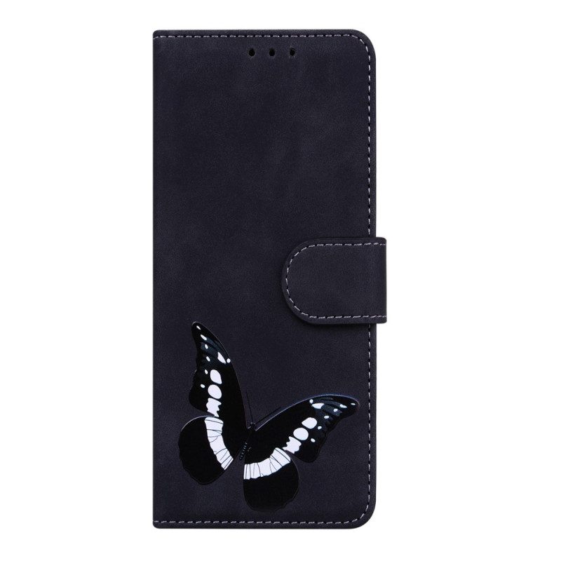 Flip Case voor Oppo Find X5 Lite Huid-aanraking Vlinder