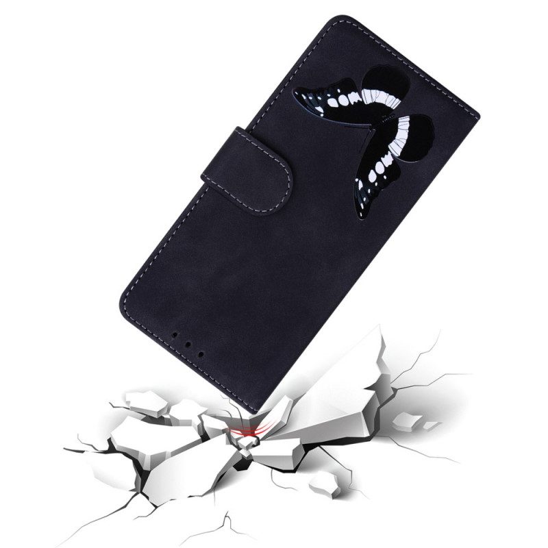 Flip Case voor Oppo Find X5 Lite Huid-aanraking Vlinder