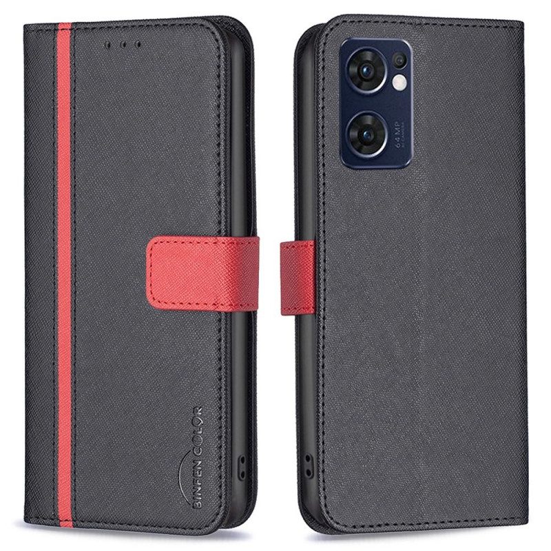 Flip Case voor Oppo Find X5 Lite Imitatieleer Tetxuré Binfen Kleur