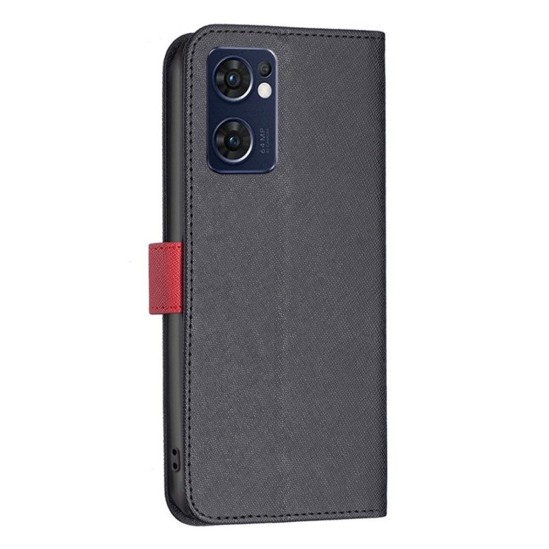 Flip Case voor Oppo Find X5 Lite Imitatieleer Tetxuré Binfen Kleur