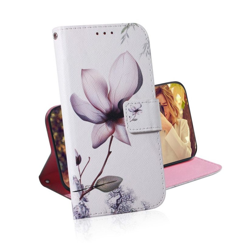 Folio-hoesje voor Oppo Find X5 Lite Bloem Stoffig Roze