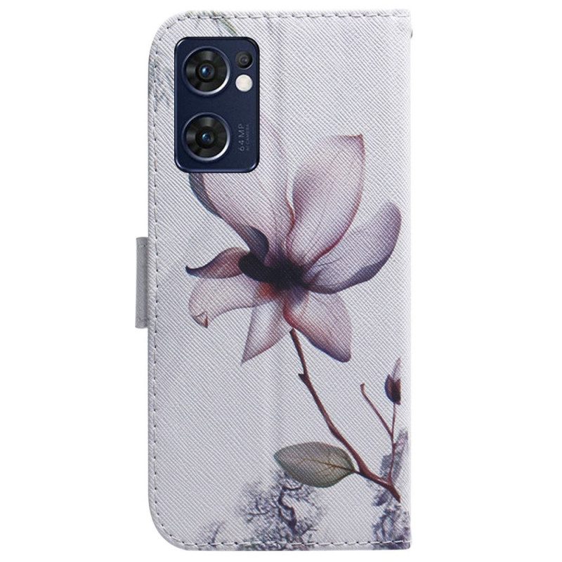 Folio-hoesje voor Oppo Find X5 Lite Bloem Stoffig Roze