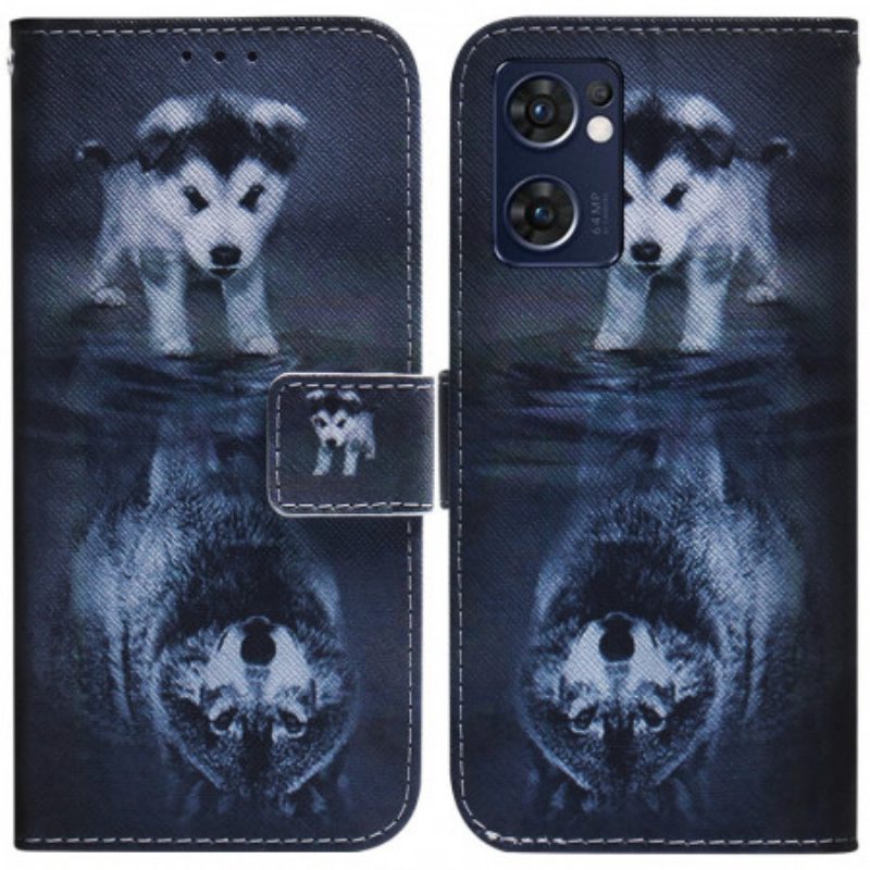 Folio-hoesje voor Oppo Find X5 Lite Hond Reflectie