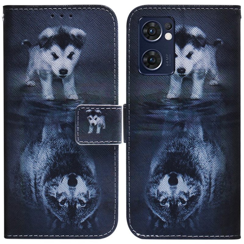 Folio-hoesje voor Oppo Find X5 Lite Hond Reflectie