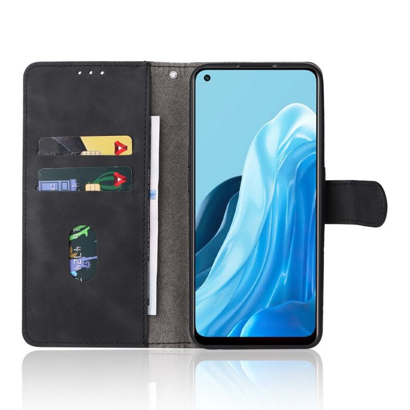 Folio-hoesje voor Oppo Find X5 Lite Met Ketting Effen Bandjes Met Leereffect