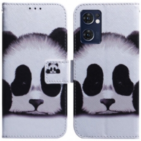 Leren Hoesje voor Oppo Find X5 Lite Panda Gezicht