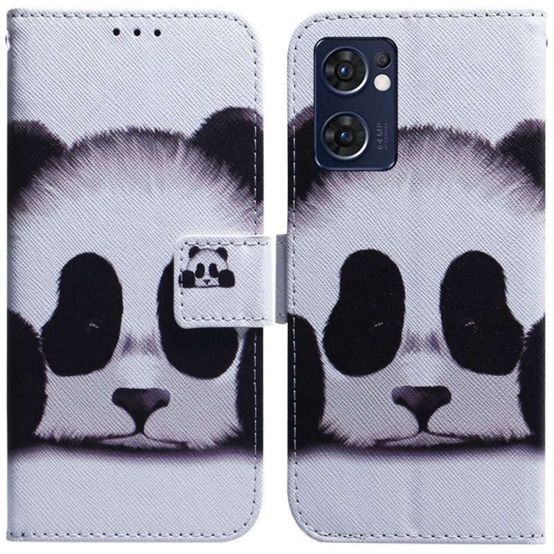 Leren Hoesje voor Oppo Find X5 Lite Panda Gezicht